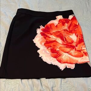 Monroe & Main Black Skirt with Pink Floral Design